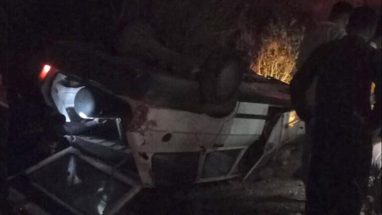 Adana’da devrilen otomobilin sürücüsü yaralandı