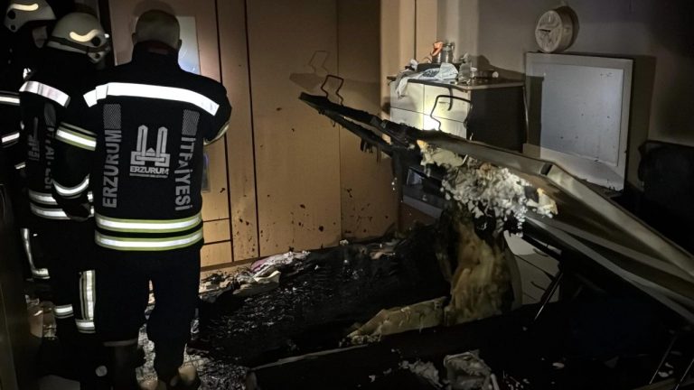 Erzurum’da apartmanda yangın: 16 kişi dumandan etkilendi